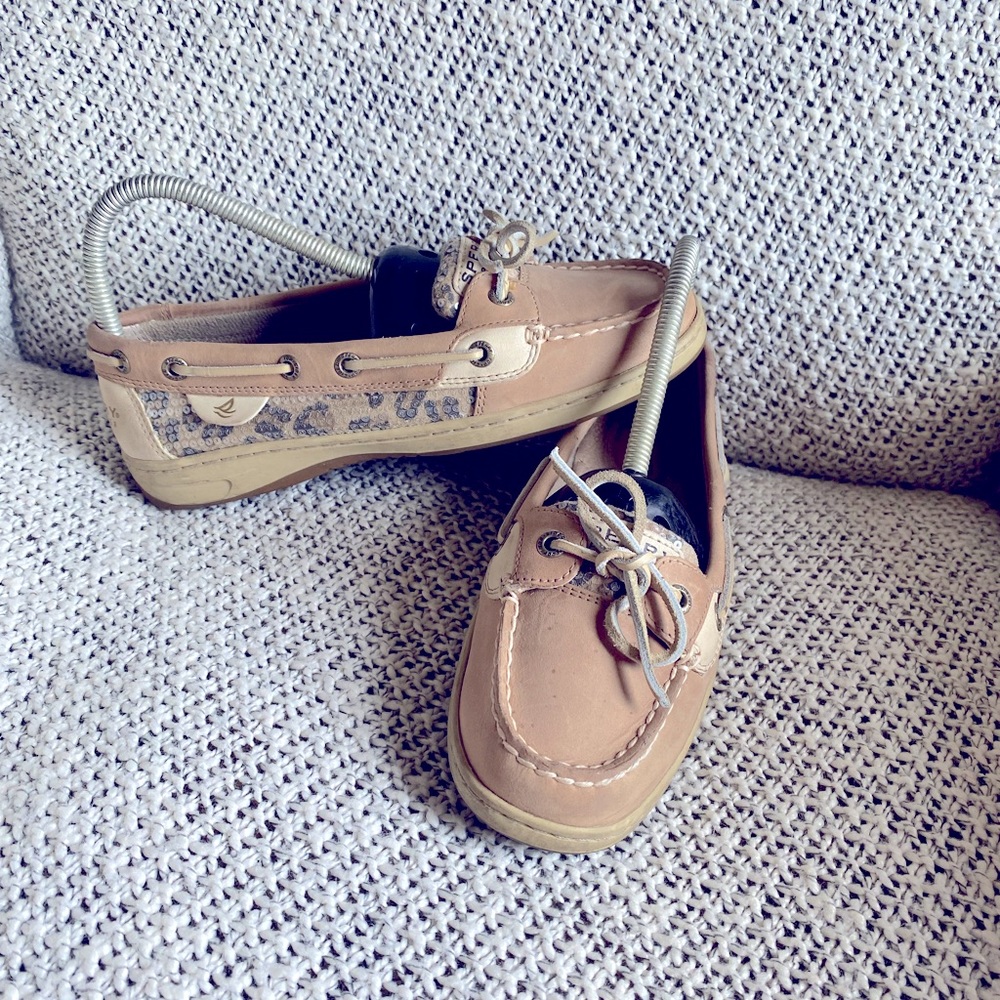 Sperrys cheetah print boat shoes